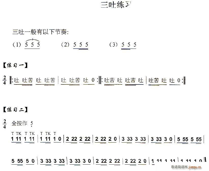 葫芦丝技巧练习之十一 三吐音练习1