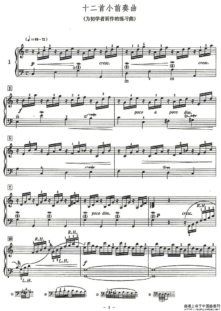 十二首小前奏曲（为初学者而作的练习曲）P11