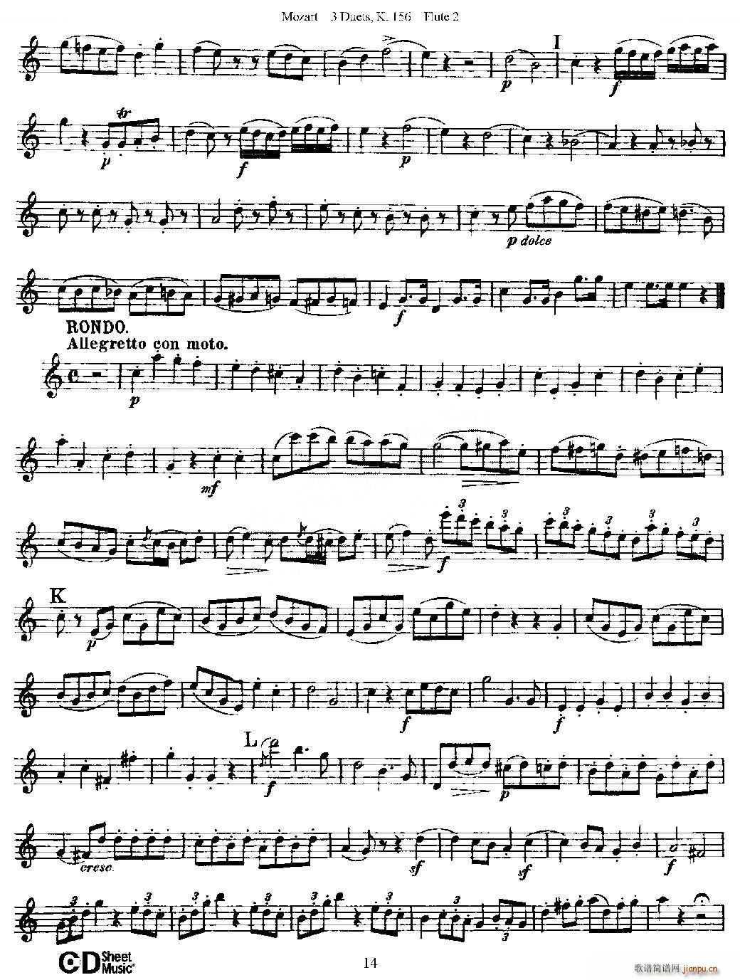 3 Duets K 156 之第二长笛（二重奏三首 K156号） 铜管14
