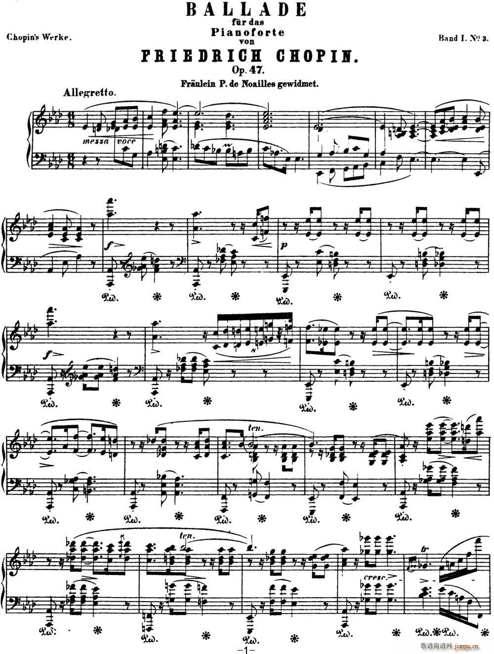 肖邦 叙事曲3 降A大调 Chopin Ballade No 3 Op 471