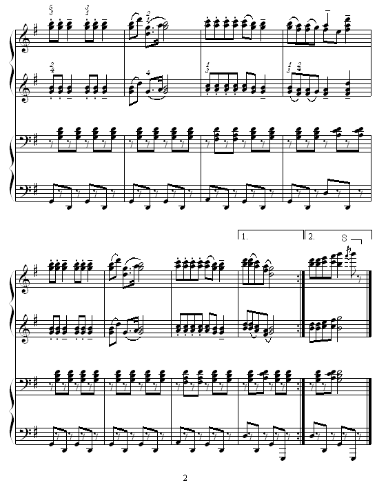 铃儿响丁当 --四手联弹-钢琴谱(钢琴曲)-世界名曲2