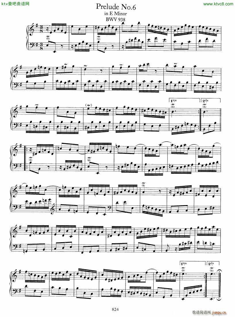 Bach JS BWV 933 938 6 Preludes7