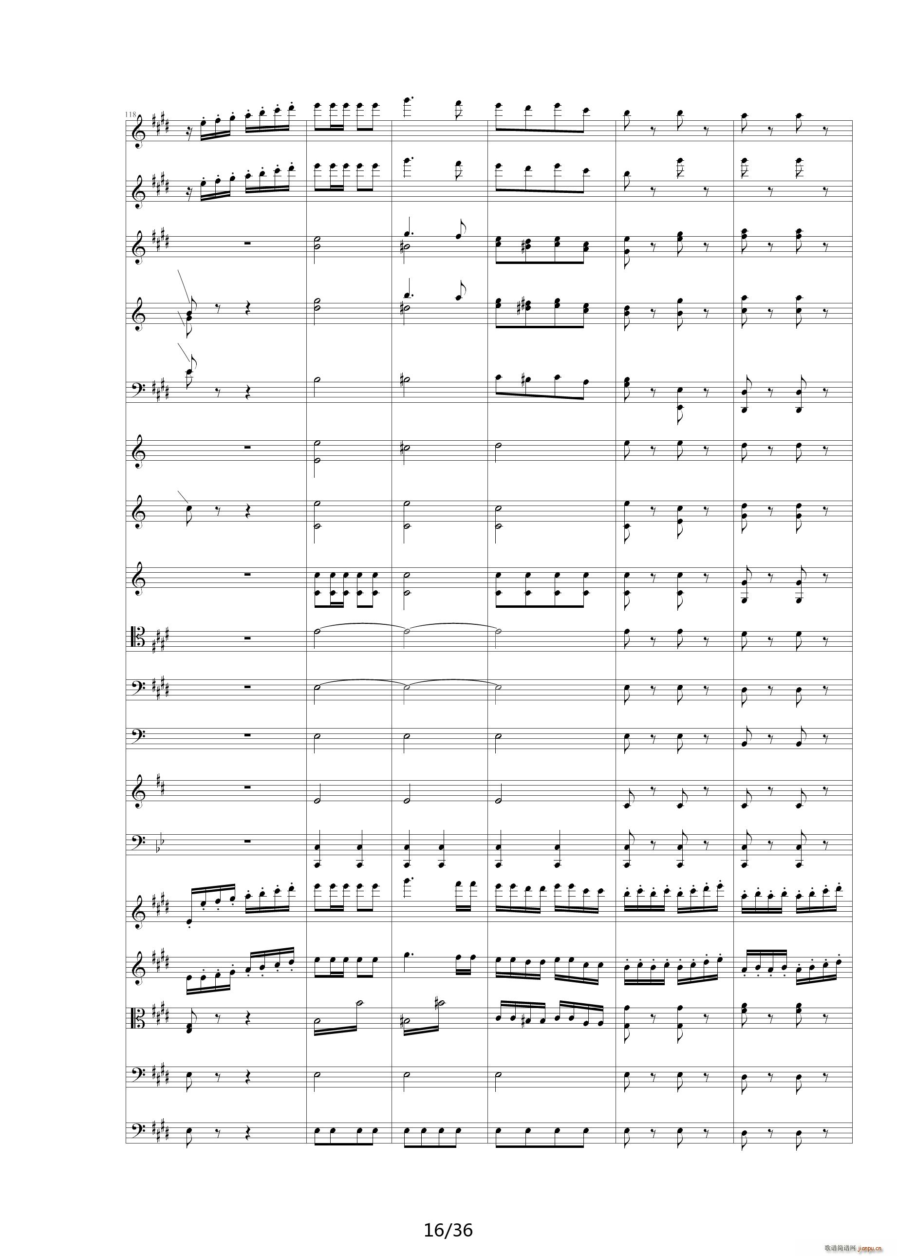 威廉退尔序曲原版扒谱 E调16