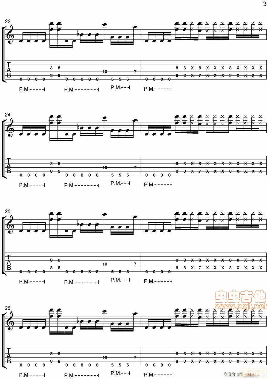 说传记谱-分享-Nickelback-believe it or not-节奏吉他谱_nickelback3