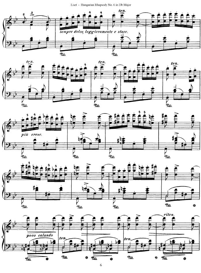 匈牙利狂想曲第六号-钢琴谱(钢琴曲)-李斯特6