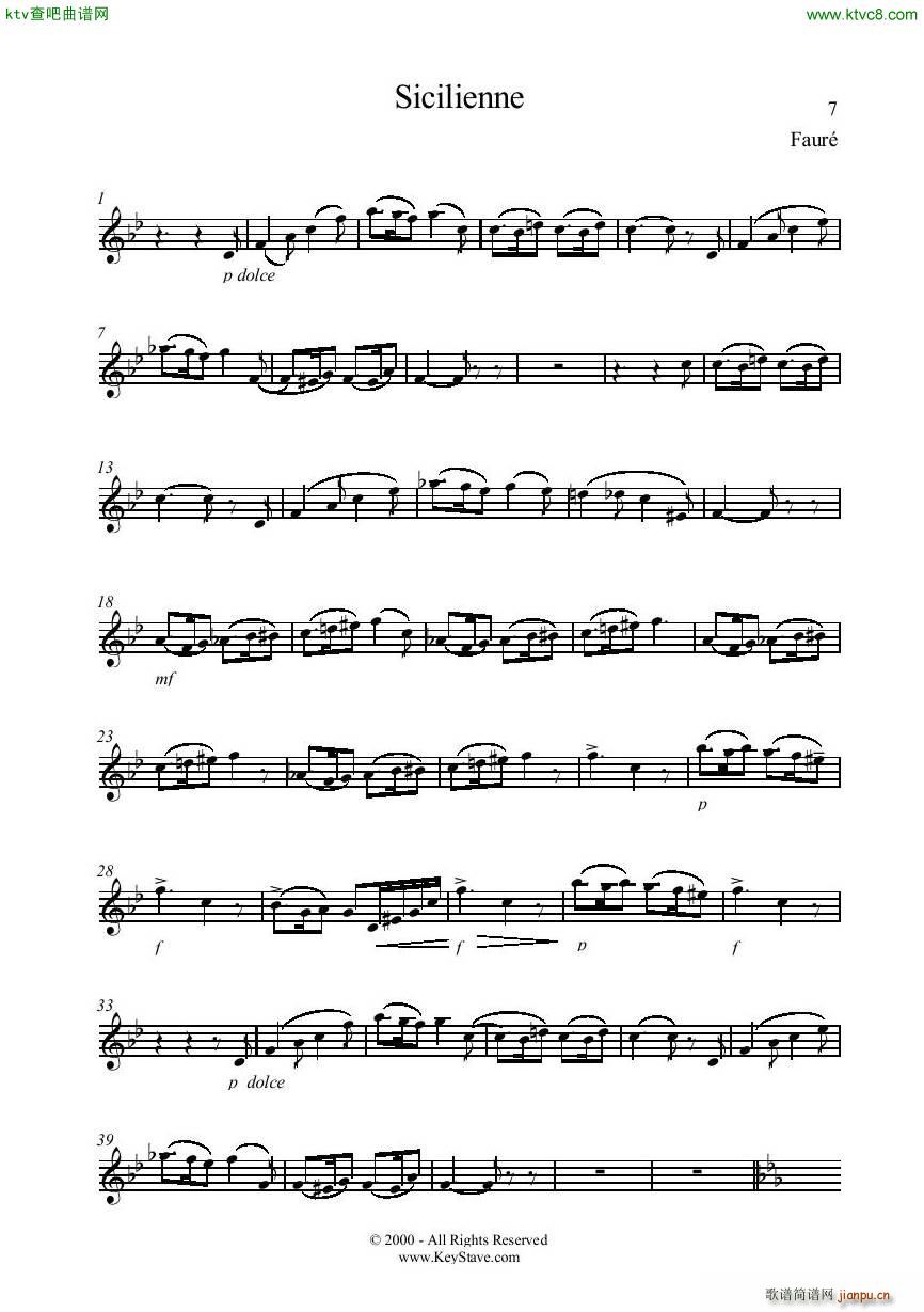 Gabriel Fauré 1845 1924 Sicilienne Flute Piano7