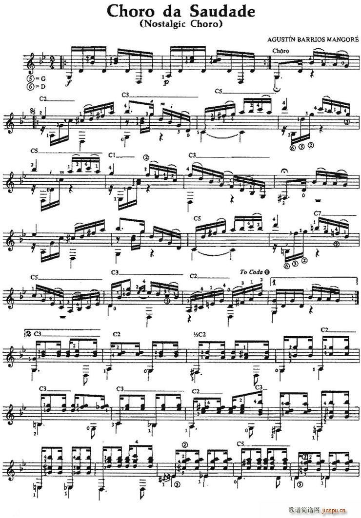 Choro da Saudade（古典吉他）1