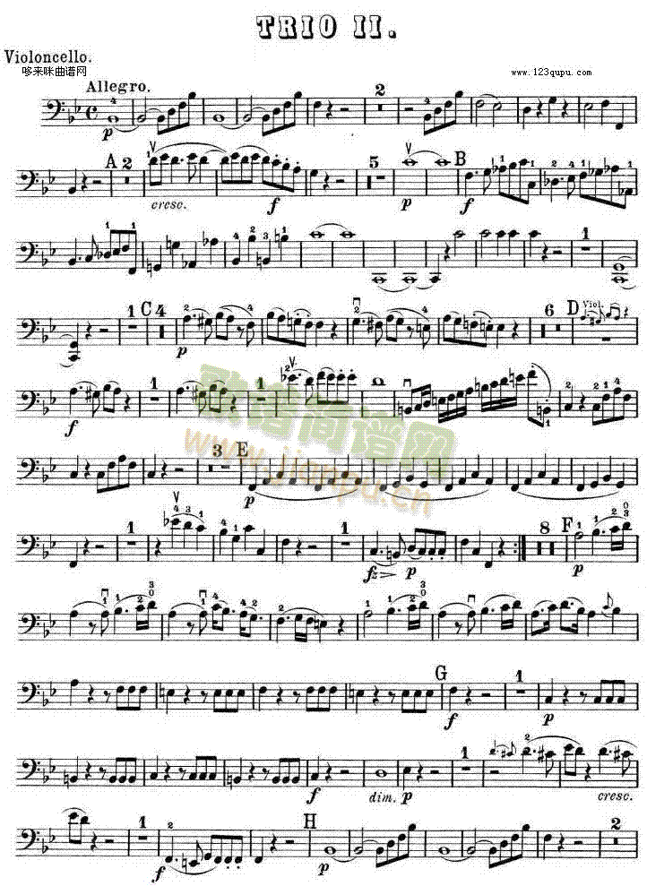 提琴三重奏 第二首 降B大调 K.502之Cello TRIO1
