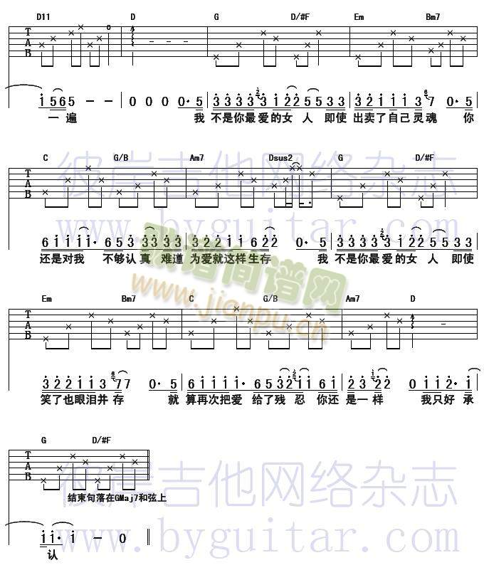 我不是你最爱的女人(吉他谱)2