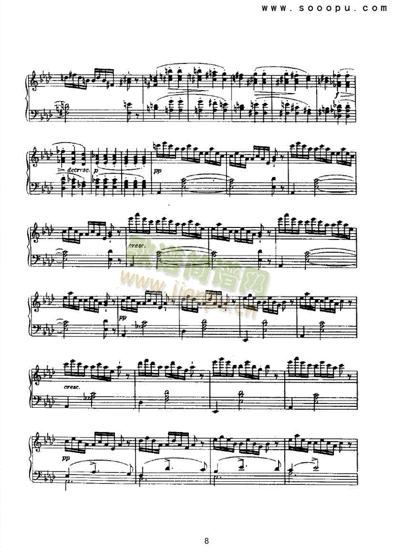 即兴曲（第四首） 键盘类 钢琴8