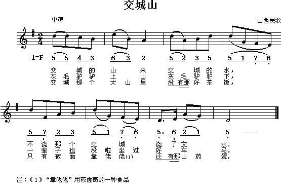 山西民歌:交城山(简线对照)1