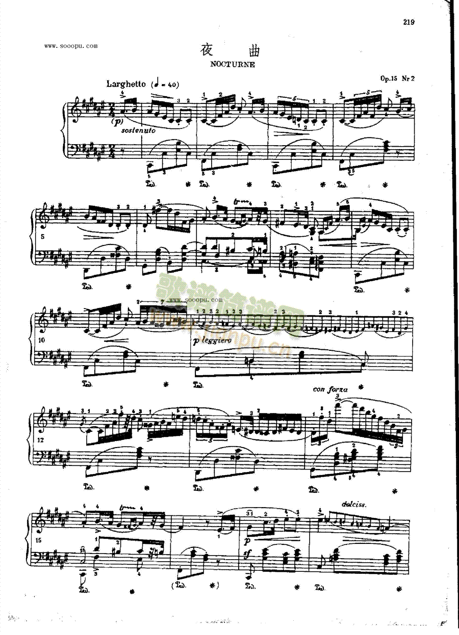 夜曲OP.15  Nr2 键盘类 钢琴1