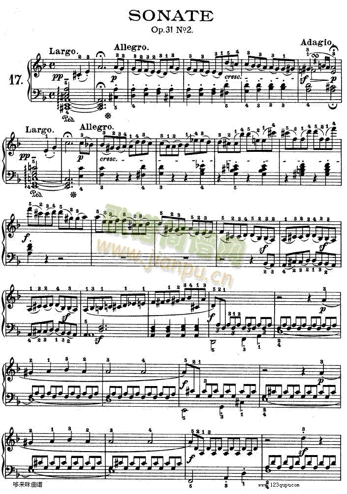 暴风雨-d小调第十七钢琴奏鸣曲 - Op.31―2-贝多芬1