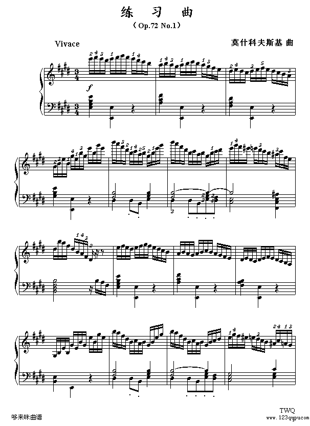 E大调练习曲-莫什科夫斯基1