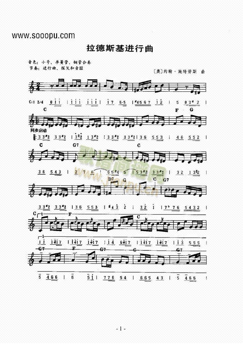 《拉德斯基进行曲》主题曲 键盘类 电子琴1