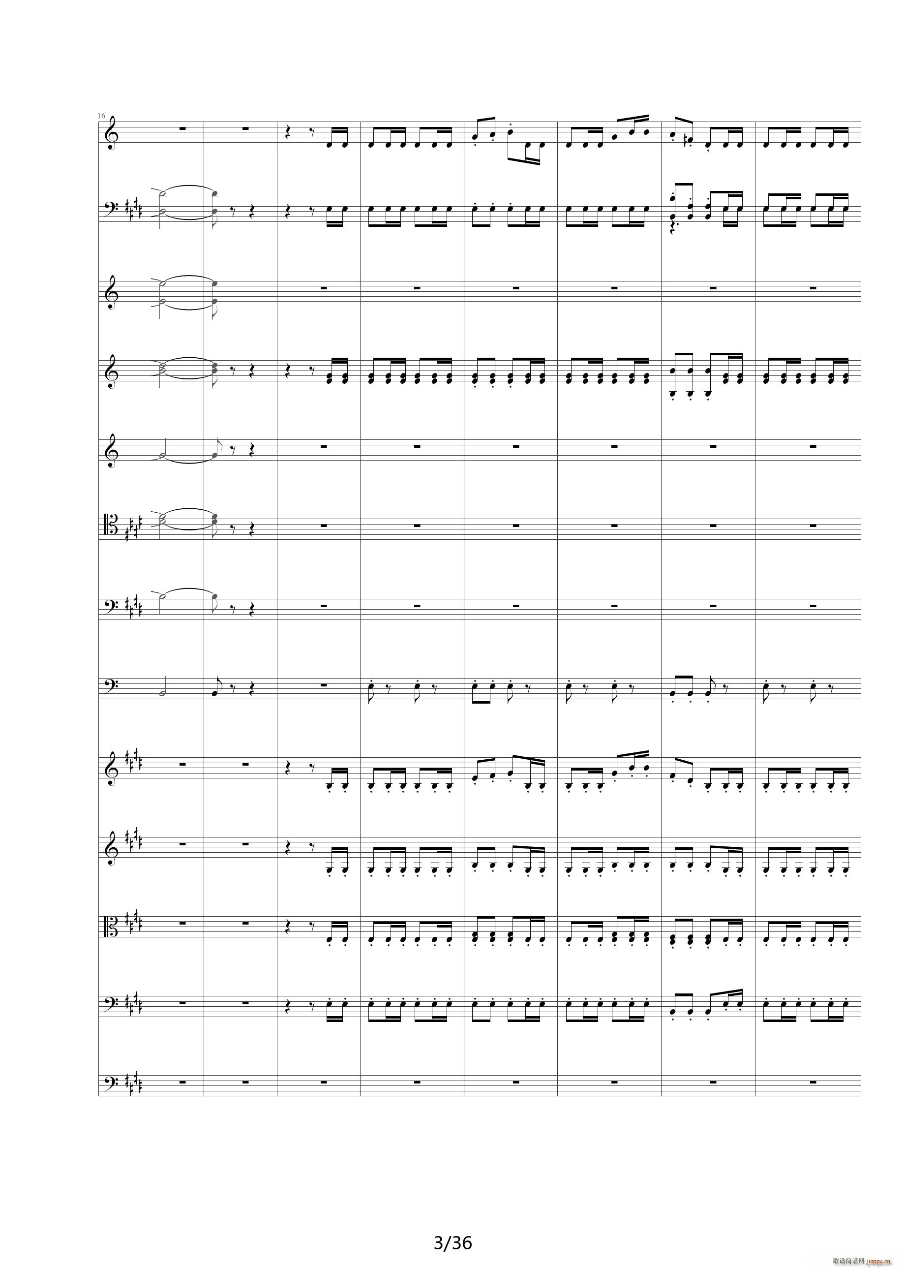 威廉退尔序曲原版扒谱 E调3