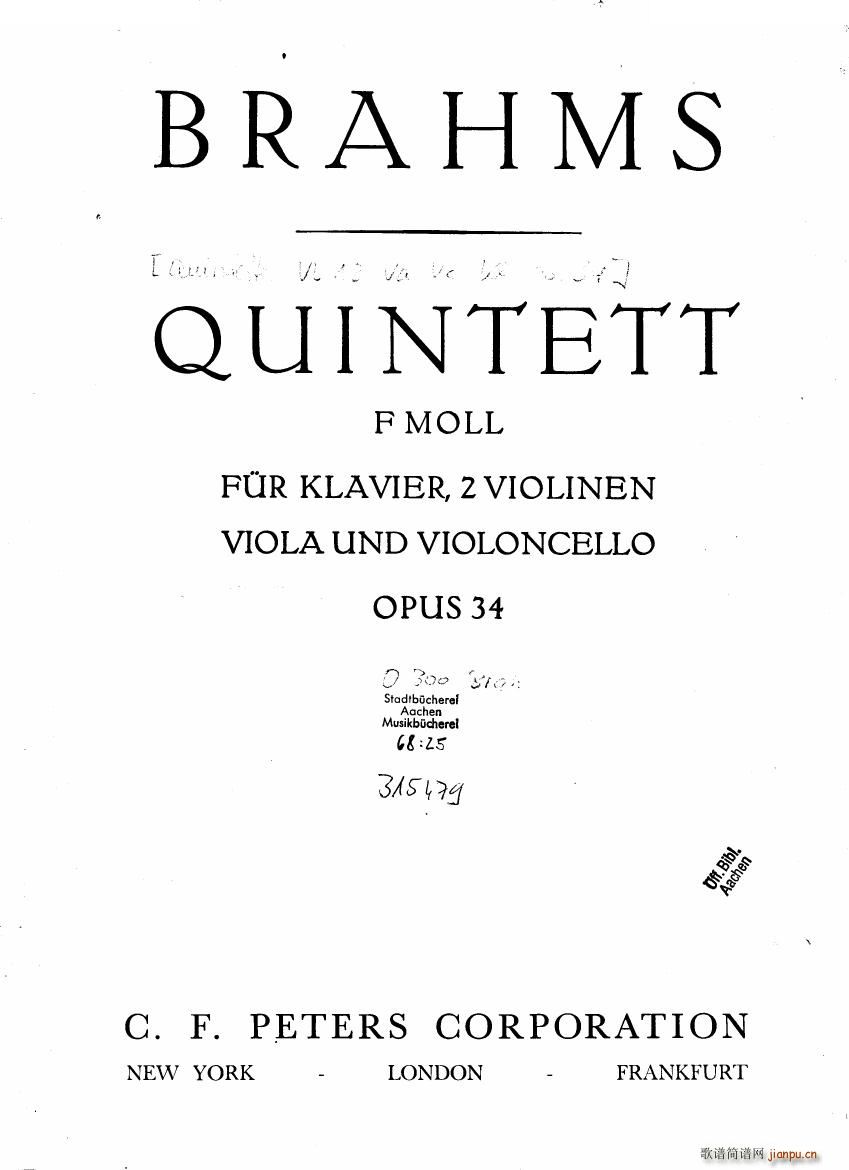 Brahms op 34 Piano Quintet f-minor score（一）1