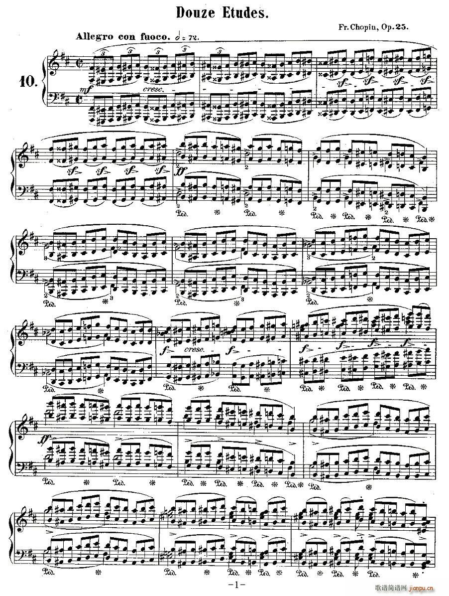 肖邦钢琴练习曲，Op.25之十1