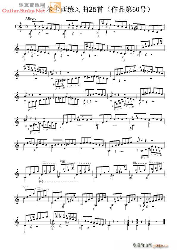 卡尔卡西25首练习曲之1