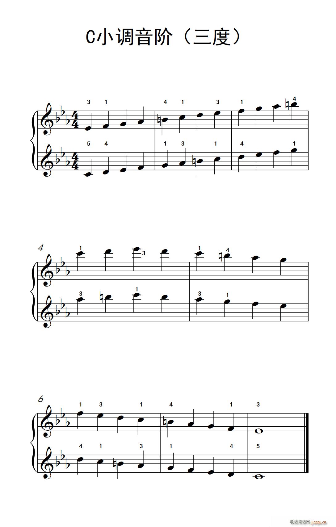 C小调音阶(三度)(孩子们的钢琴音阶、和弦与琶音 2)1