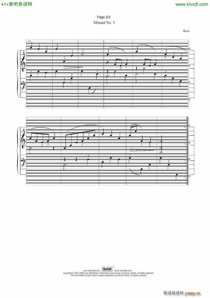 小步舞曲 Minuet 郝氏谱_巴赫 Bach2