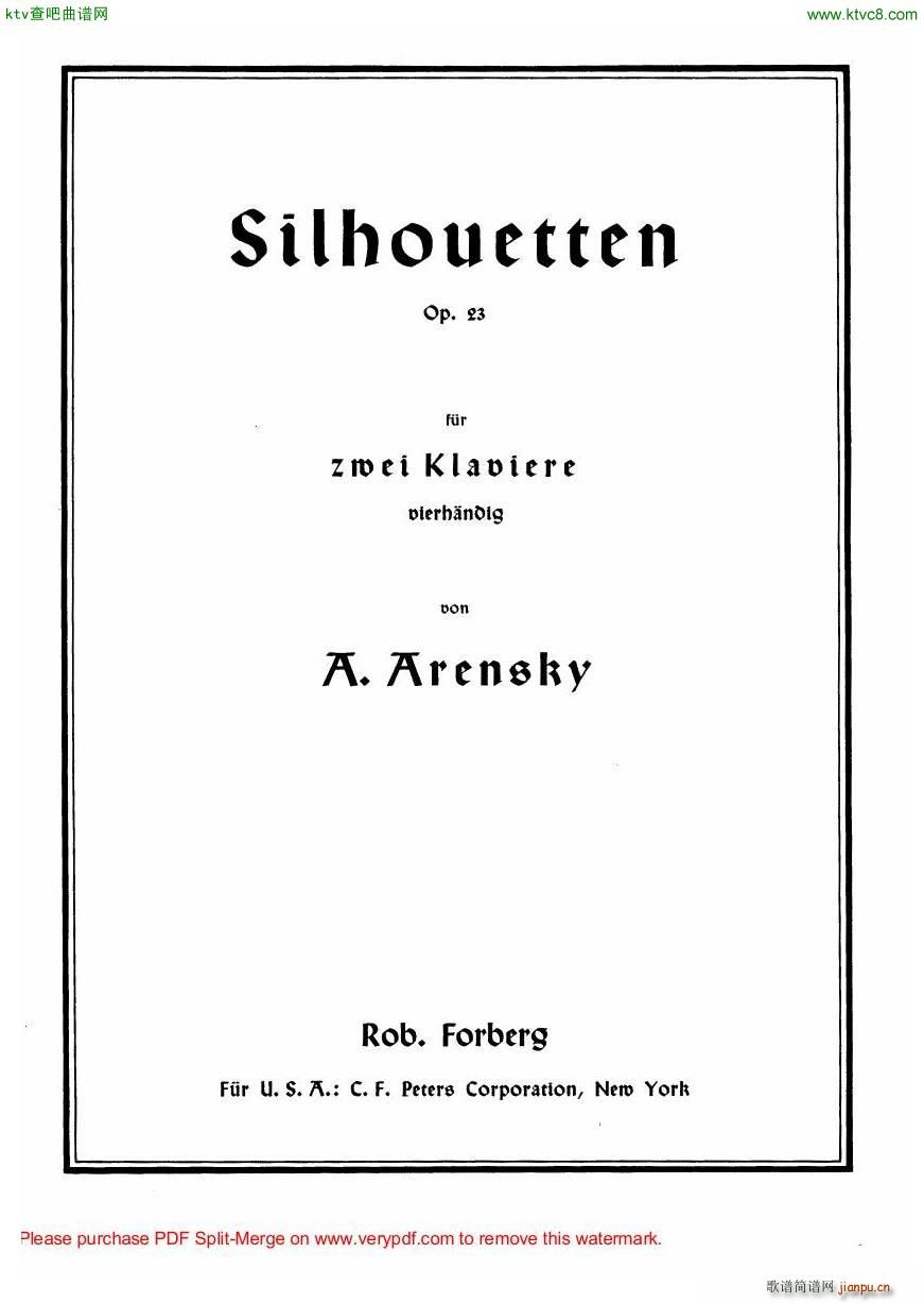 Arensky op 23 Suite No 2 Silhouettes1