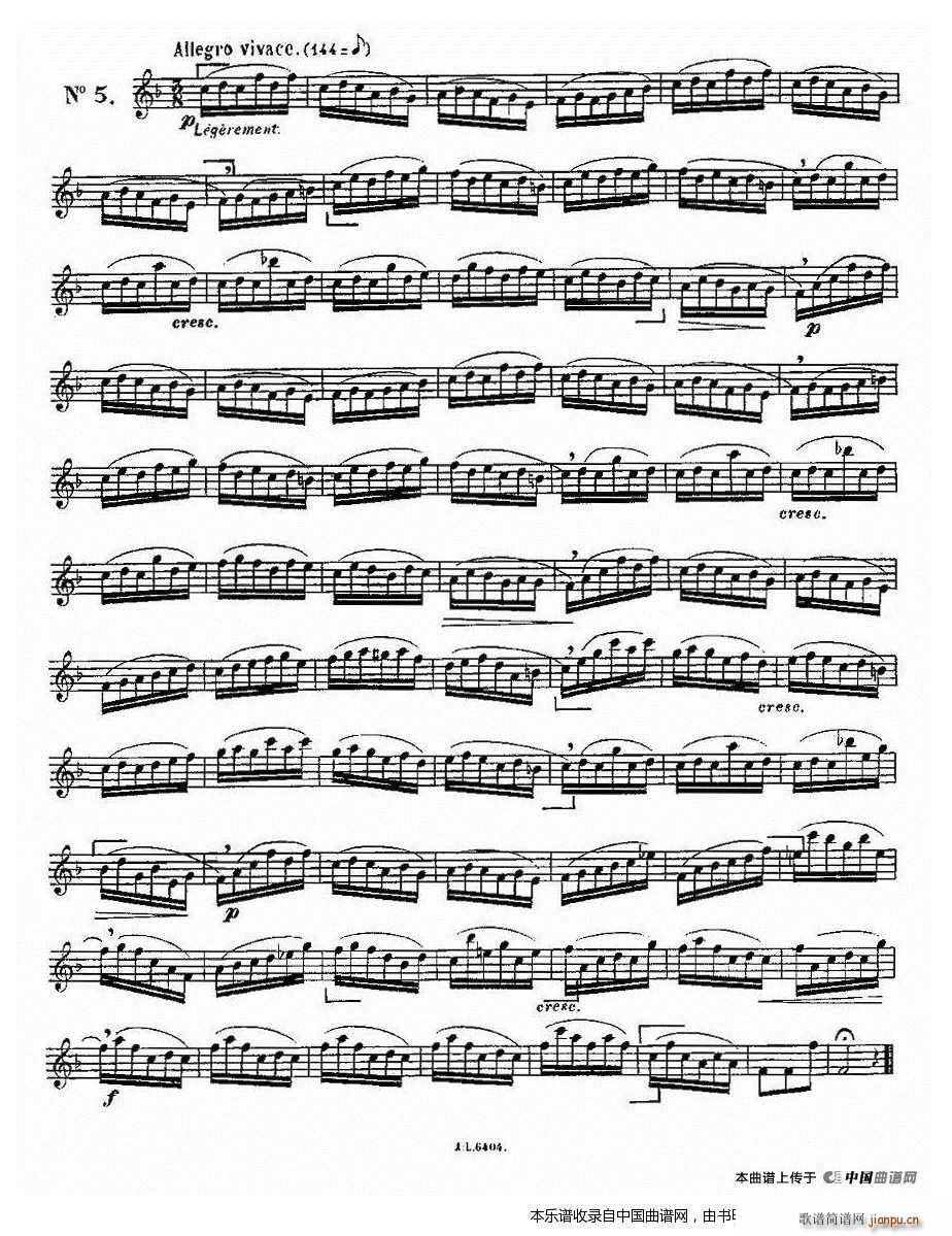 15首如歌的练习曲之1―5 长笛谱5