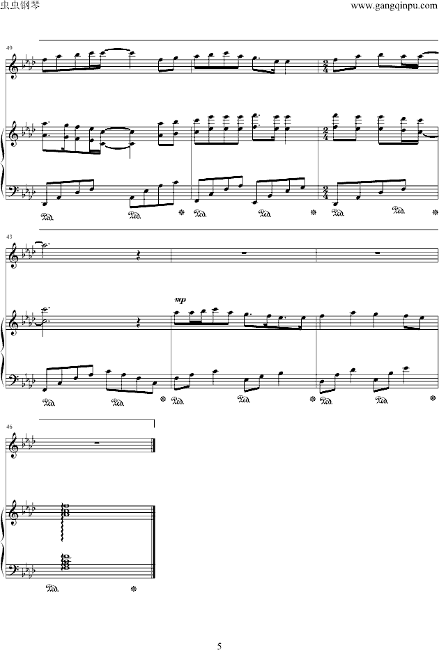 神话小提琴版（钢琴伴奏）-钢琴谱(钢琴曲)-影视5