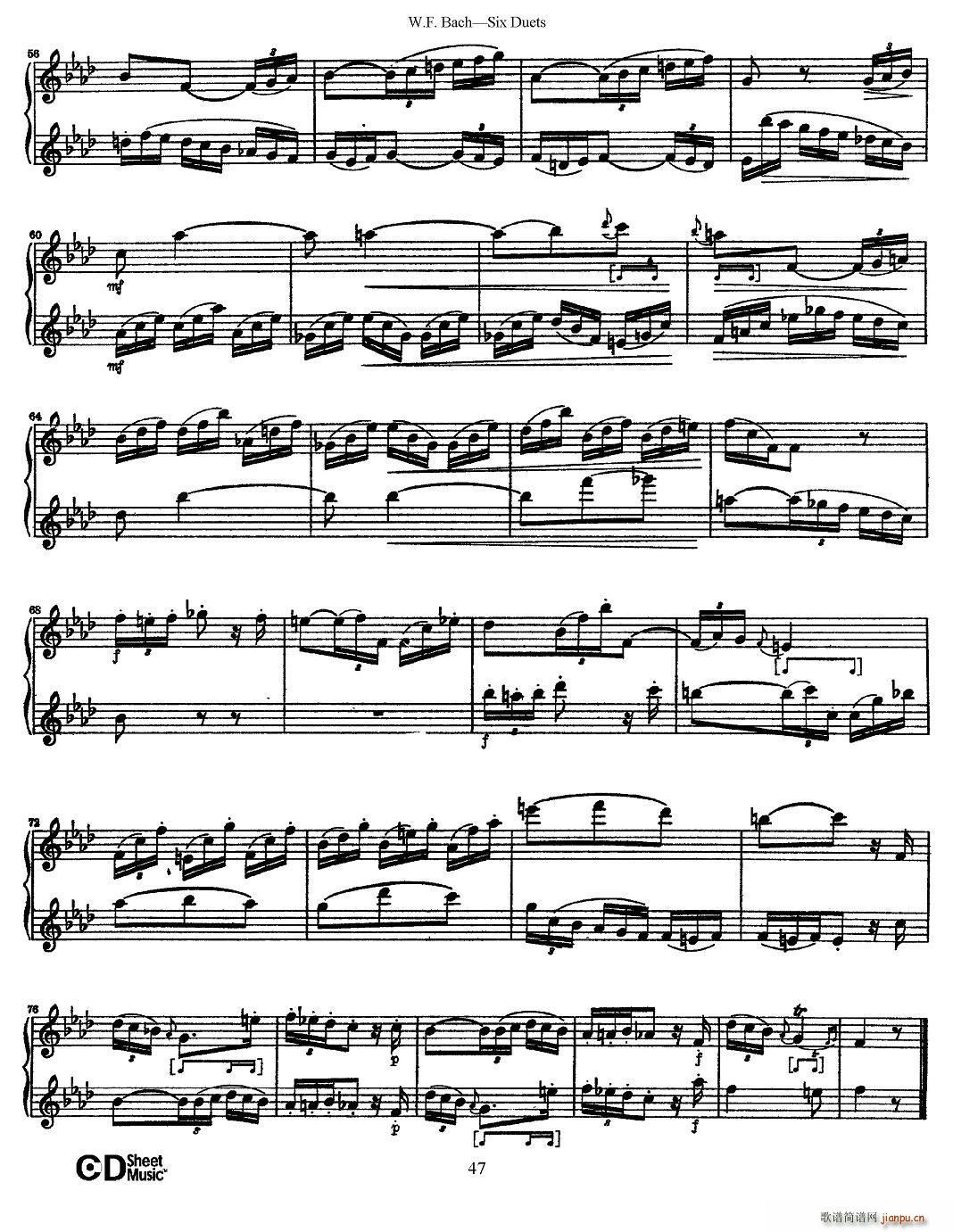 W F 巴赫―六首二重奏练习曲（6）6
