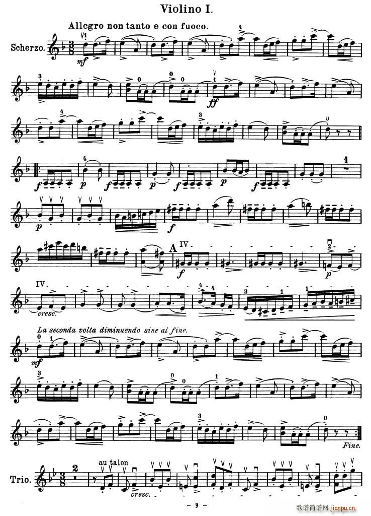 QUARTET No.1 IN D MAJOR Op.11（四重奏 [小提琴谱]）10