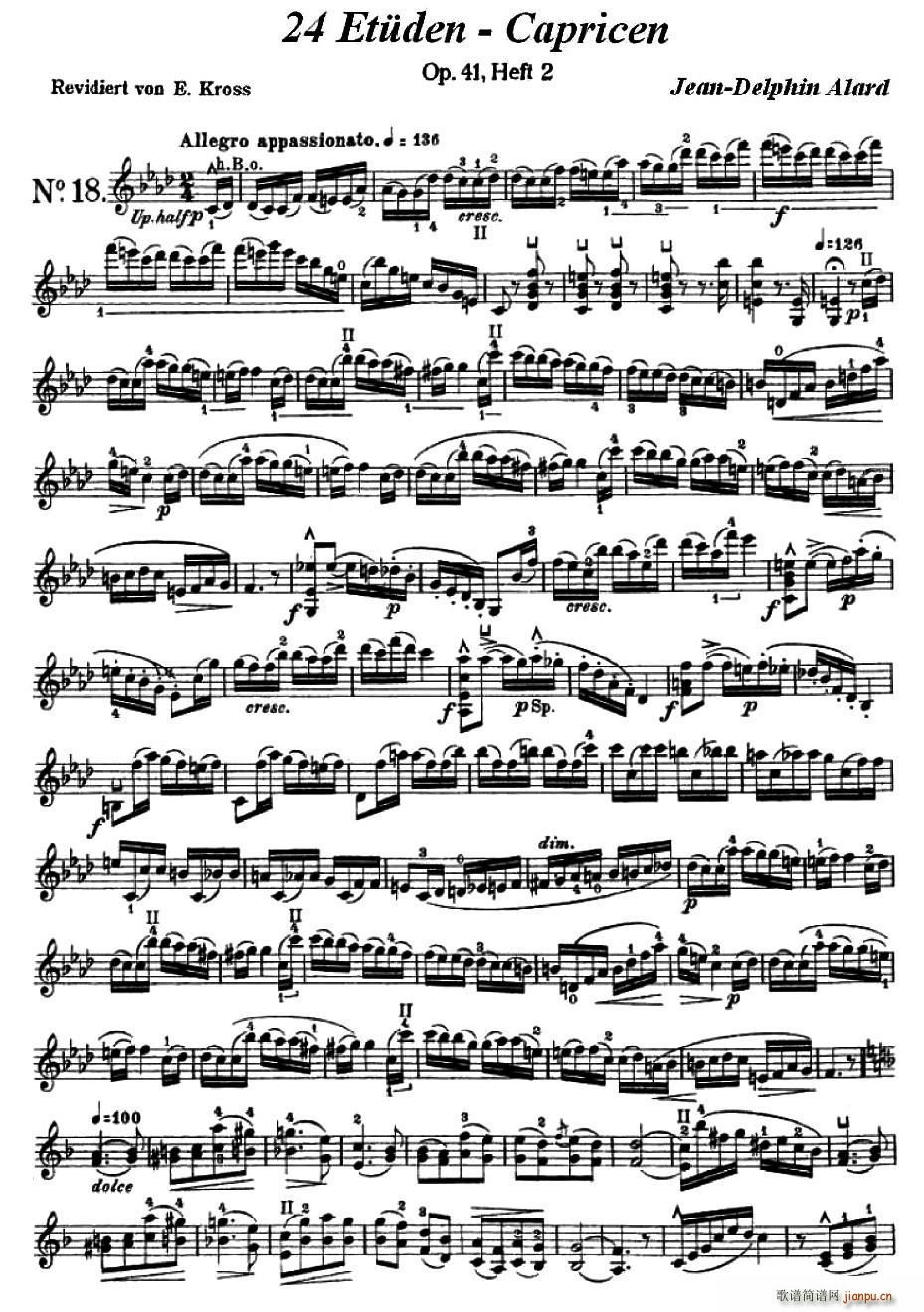 让 德尔菲 阿拉尔-12首小提琴�S想练习曲之181