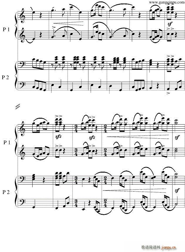 黄河狂想曲（四手联弹） 五线谱―_piano2ez3
