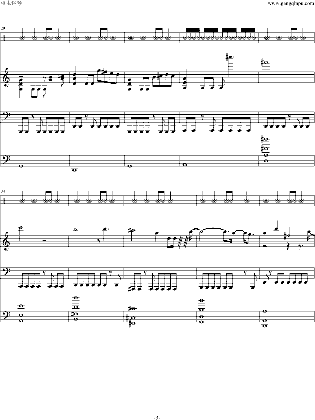 [修正]摇滚版卡农-钢琴谱(钢琴曲)-帕赫贝尔-Pachelbel3