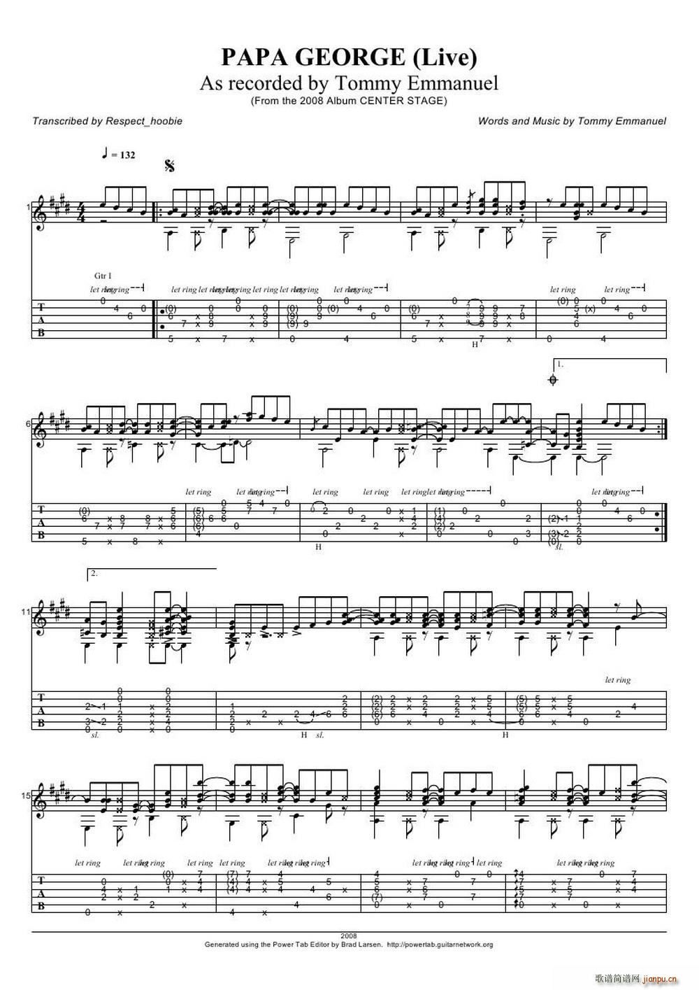 tommy emmanuel papa george version(指弹吉它)1