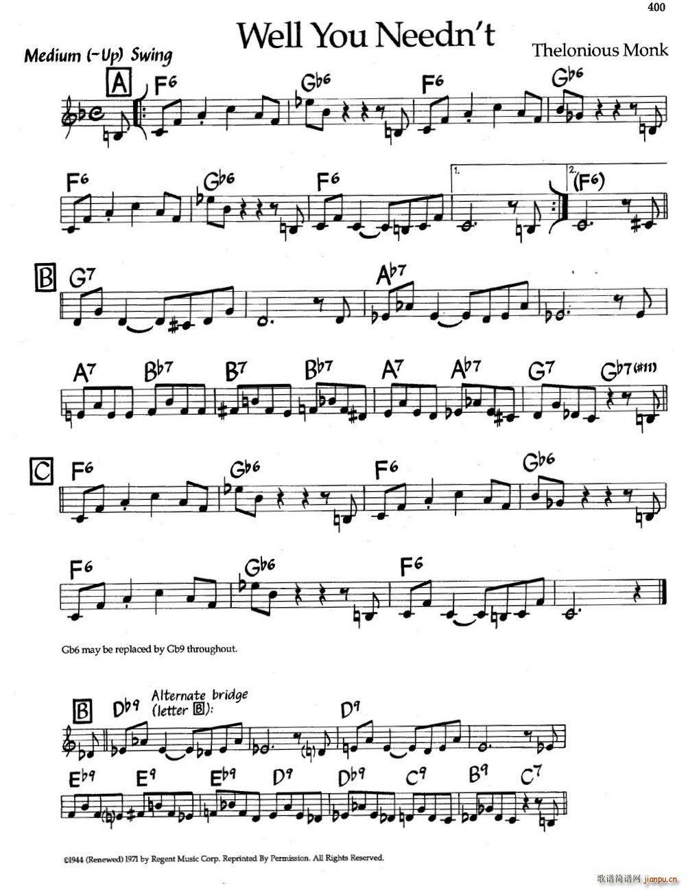 Well You Needn t（爵士钢琴曲）1