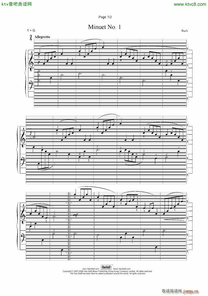 小步舞曲 Minuet 郝氏谱_巴赫 Bach1