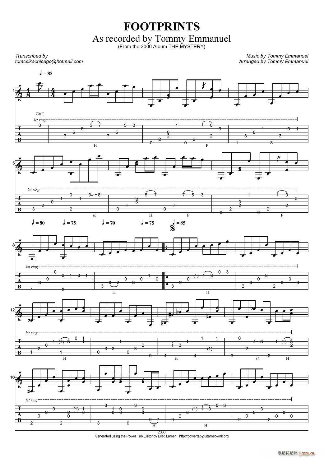 tommy emmanuel footprints(指弹吉他)1