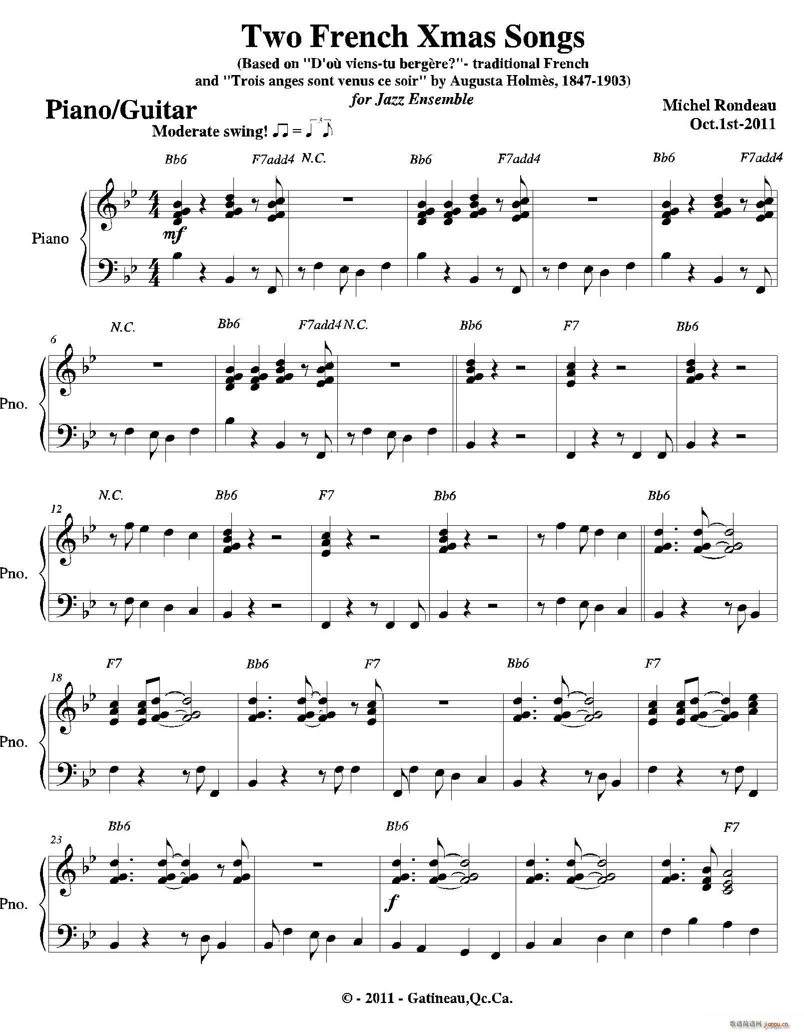 Two French Xmas Songs(钢琴、吉他分谱)_爵士管乐团1