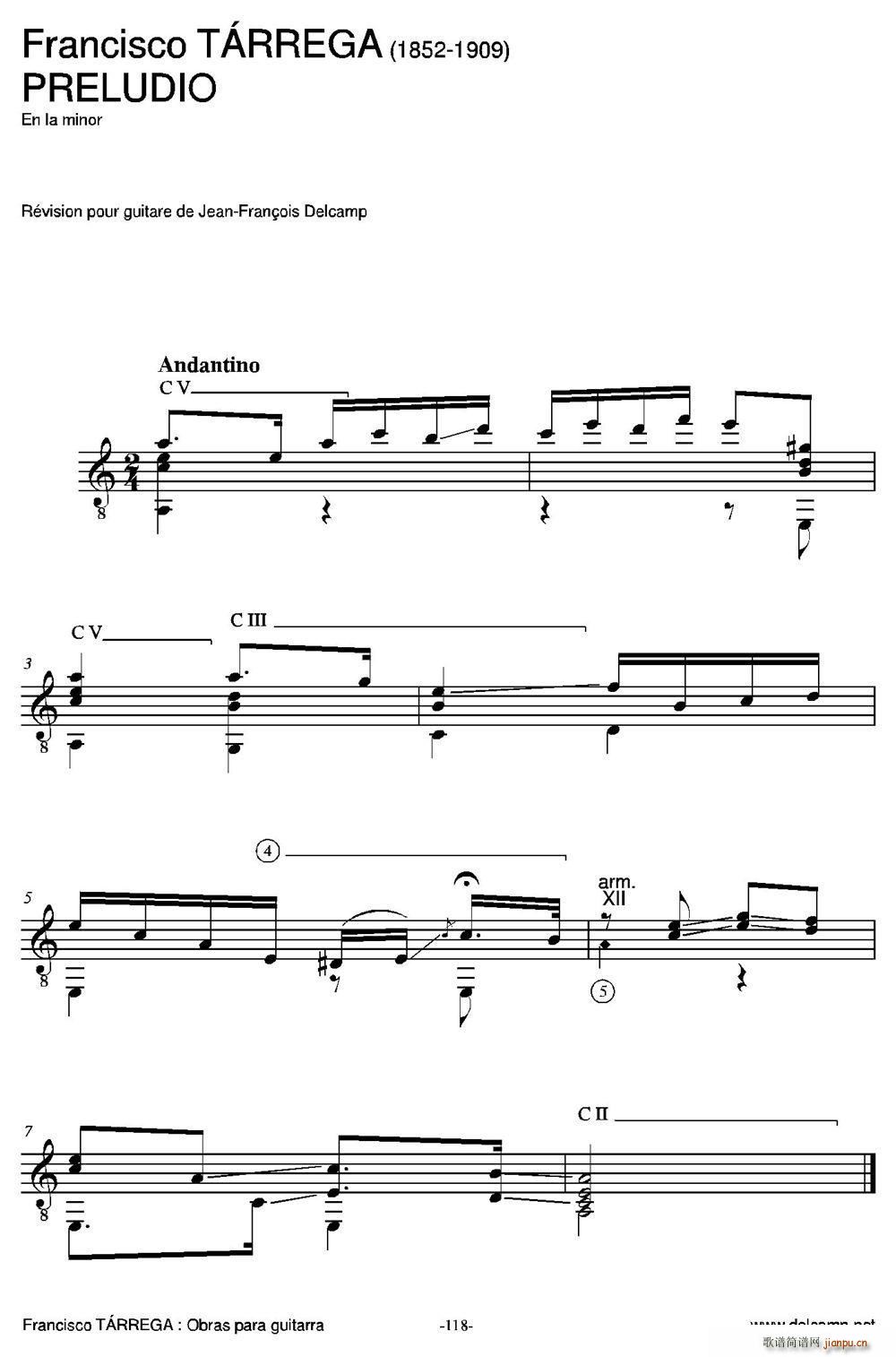 PRELUDIO(En la minor)（古典吉他）1