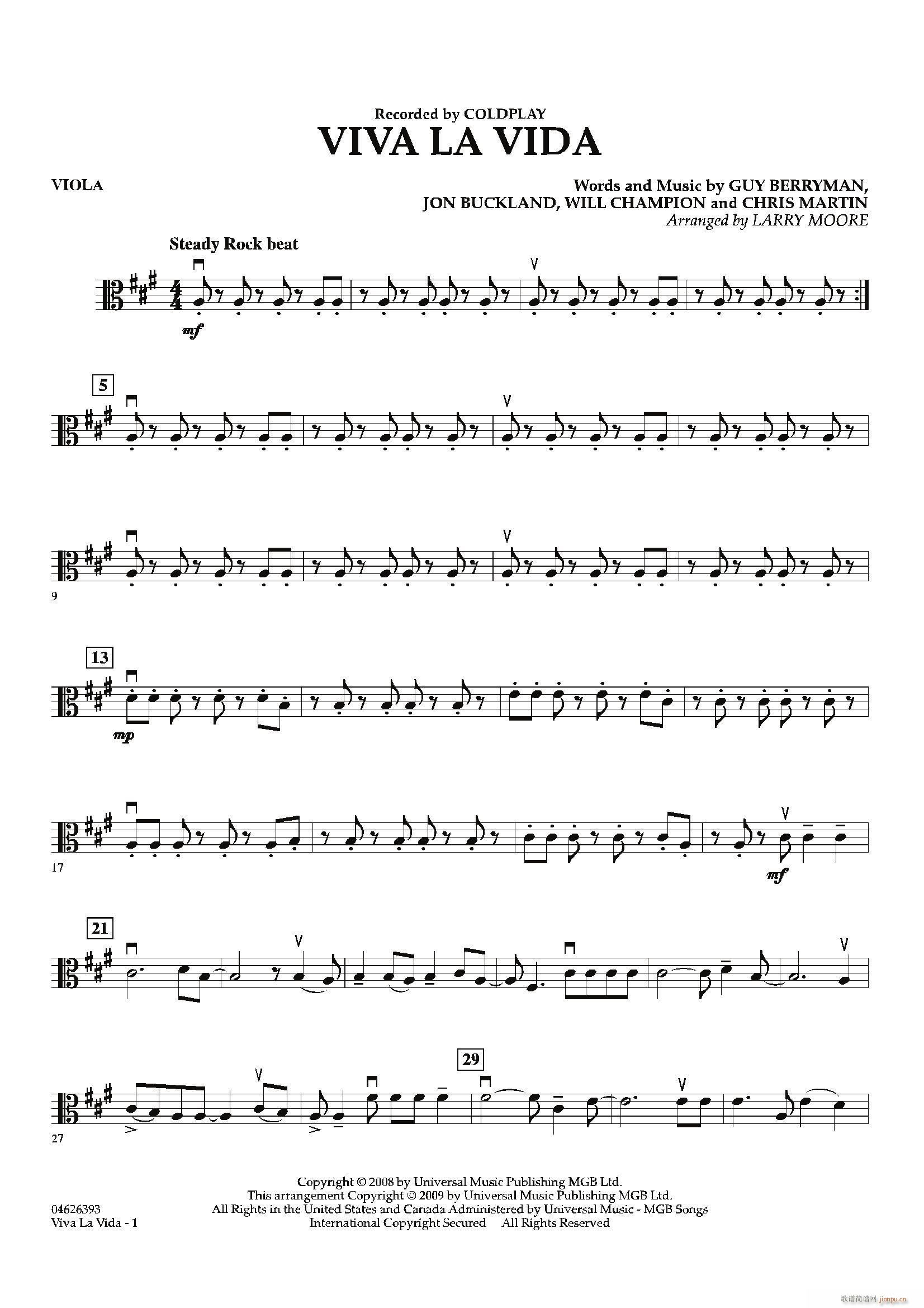 VIVA LA VIDA(中提琴分谱)1