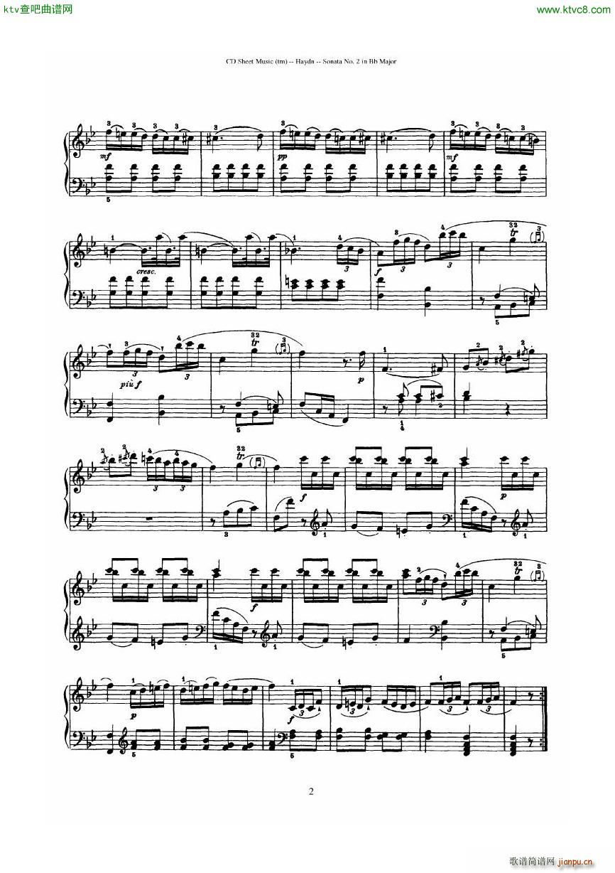 Haydn Joseph Sonata no 2 in Bb Major2
