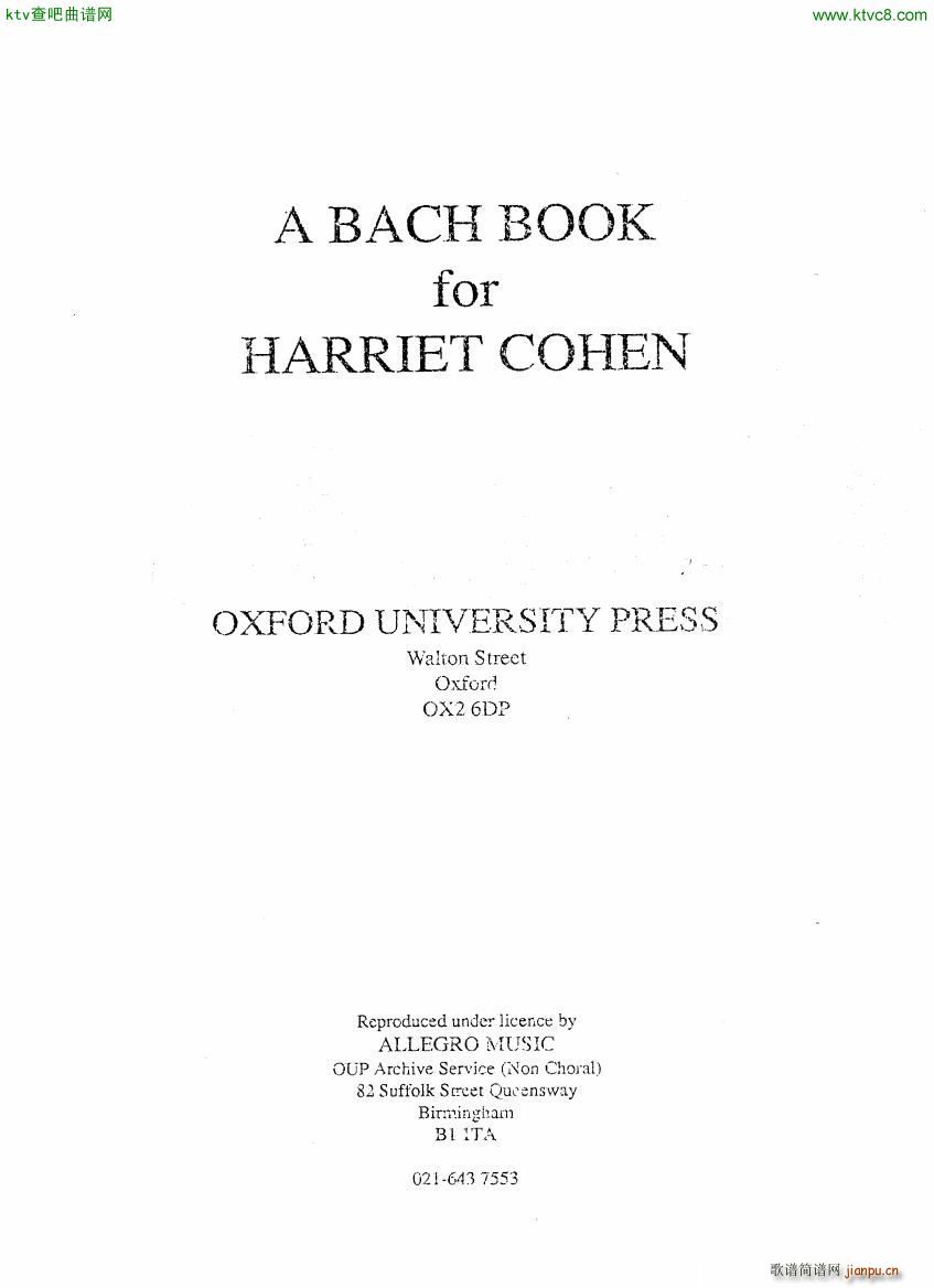 Bach JS A transcription book for Harriet Cohen1