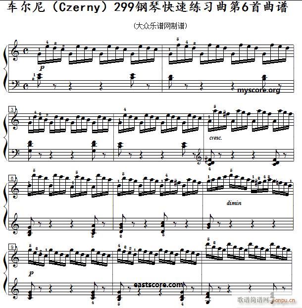 车尔尼《 钢琴快速练习曲》（Czerny 299）第6首 及练习提示1