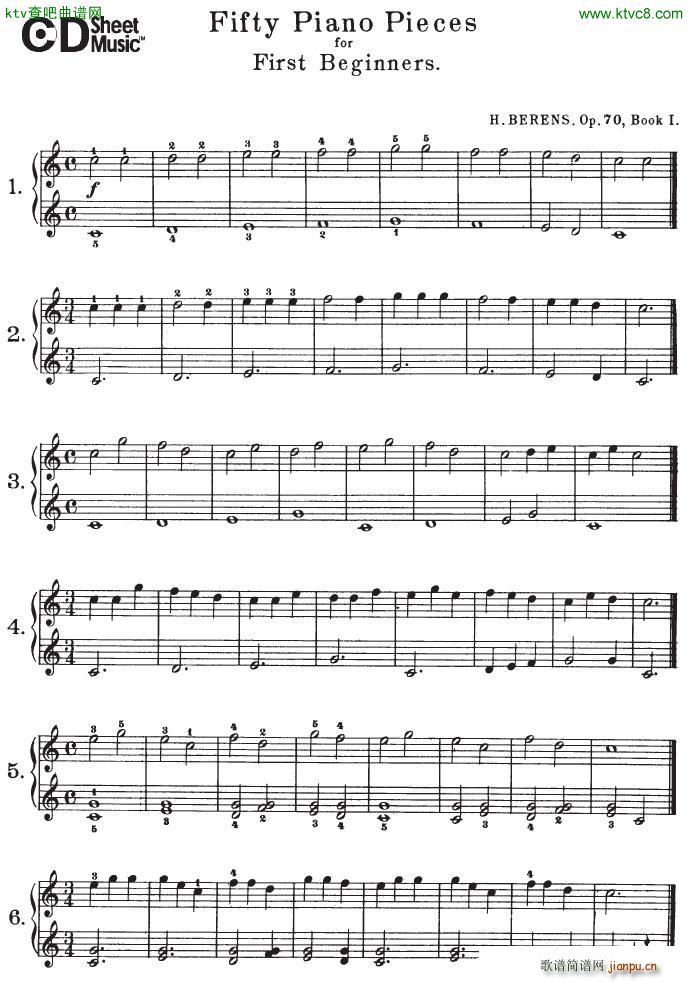 Berens op 70 50 Piano Pieces for Beginners1