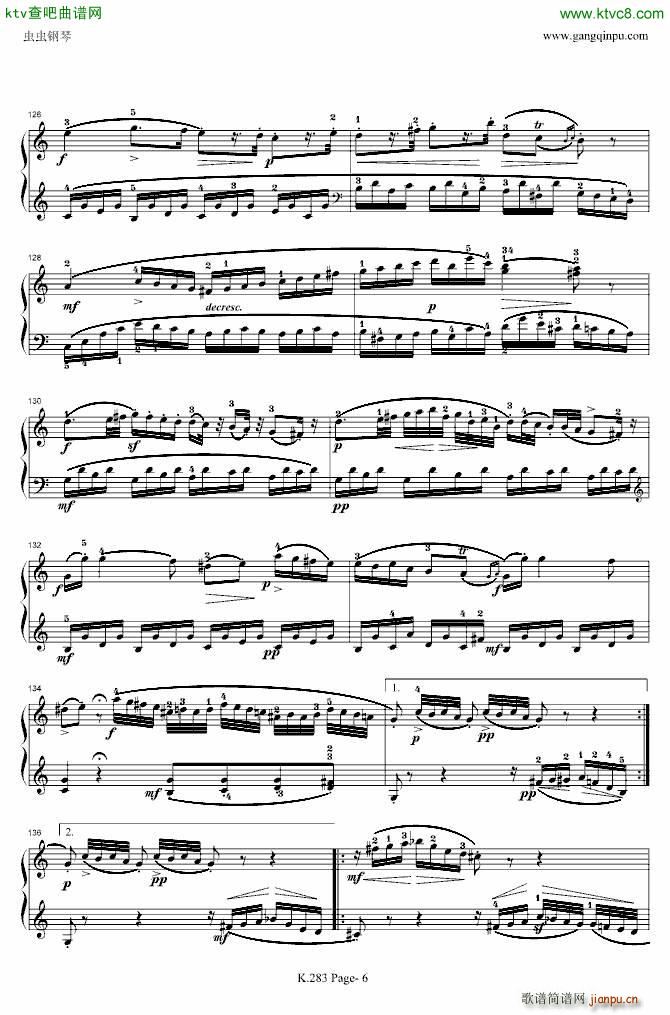 莫扎特G大调钢琴奏鸣曲K 283_莫扎特6