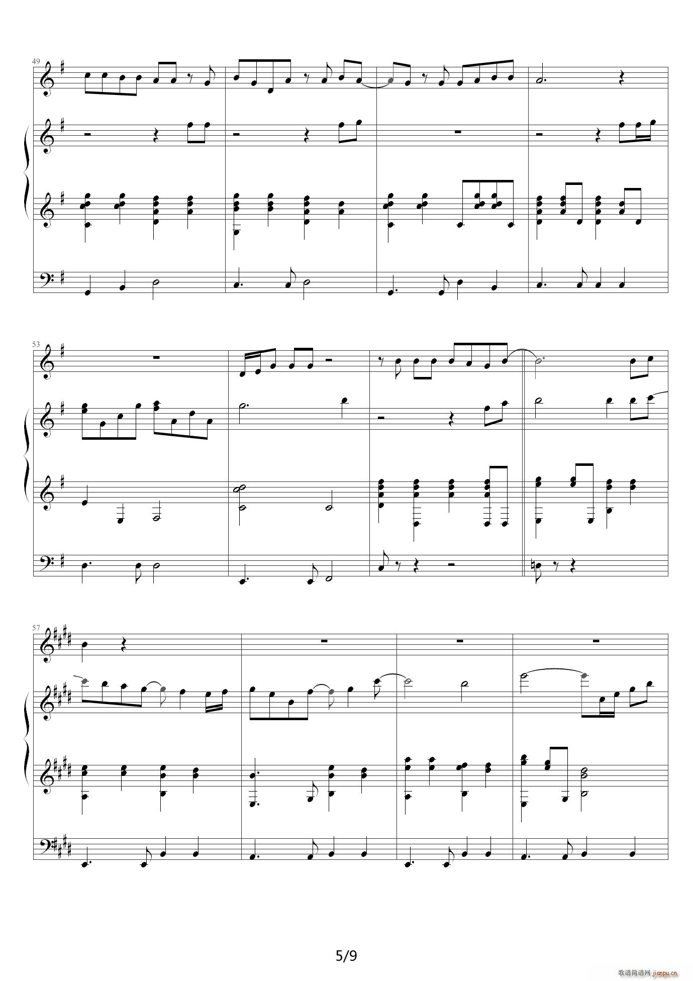 When you say nothing at all （三手联弹） G调5