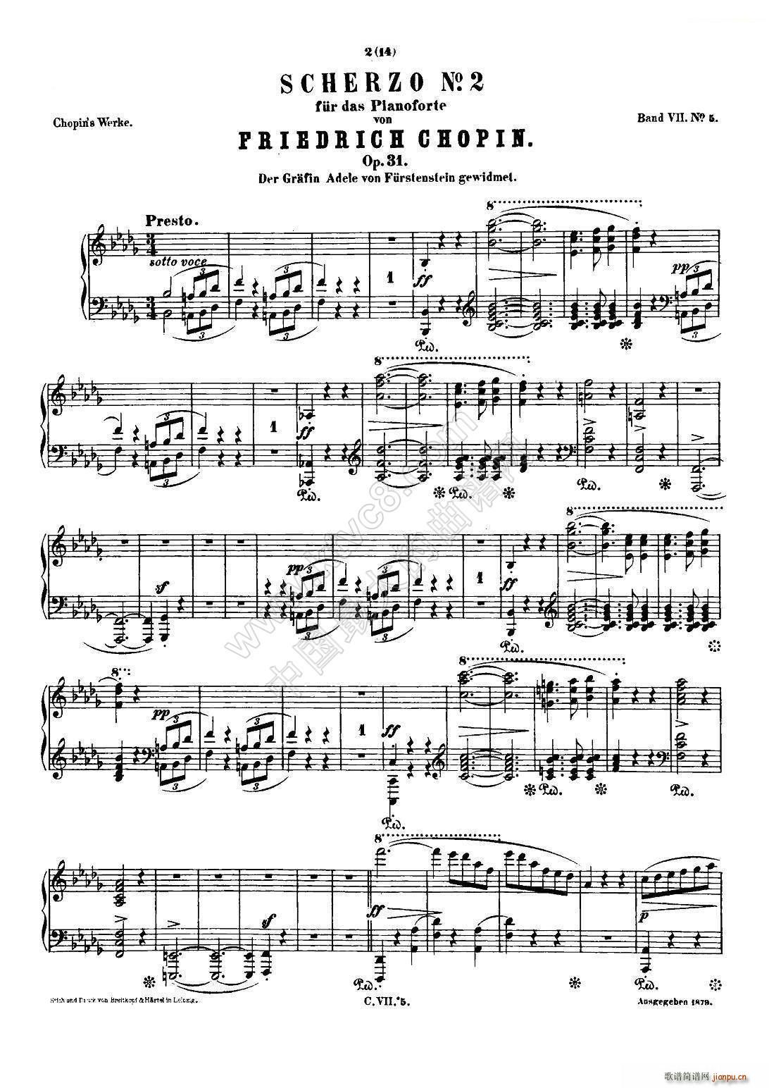 肖邦 钢琴谐谑曲 Chopin Scherzo（No 2 降b小调 Op 31）1