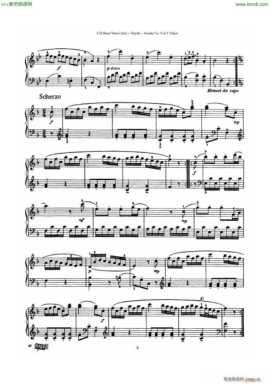 Haydn Joseph Sonata no 9 in F Major4