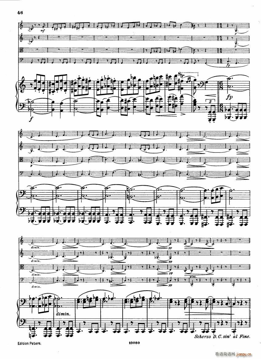 Brahms op 34 Piano Quintet f minor score 二4