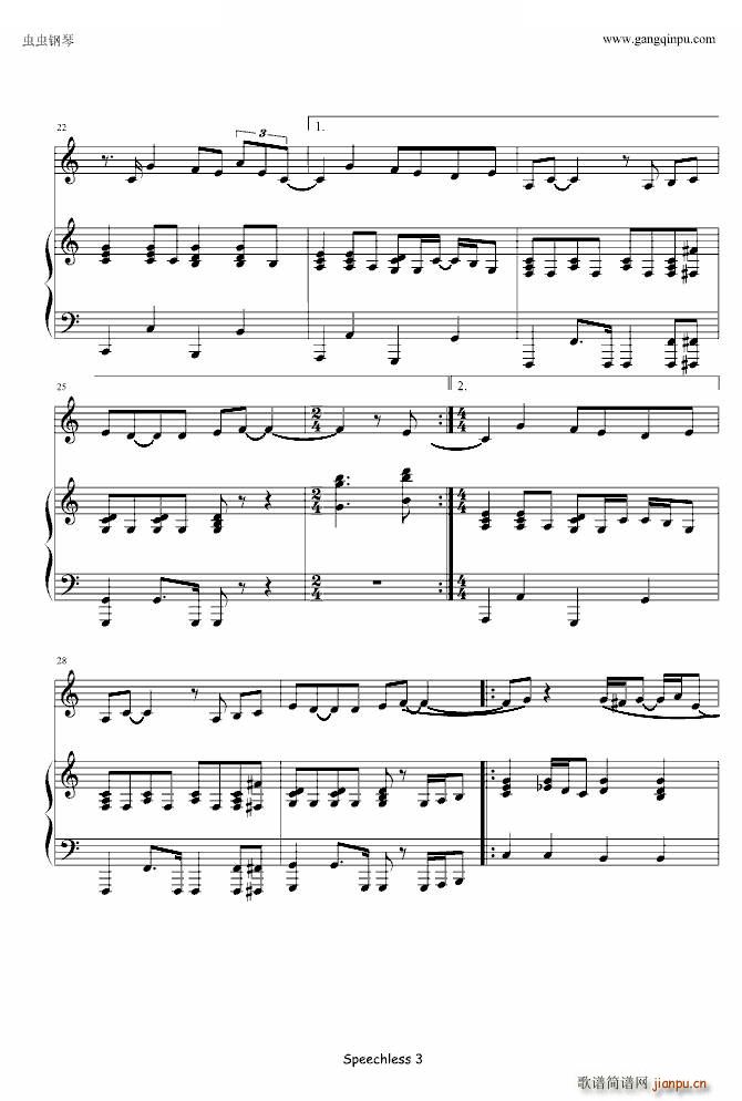 Speechless（原版琴谱）_LadyGaGa3